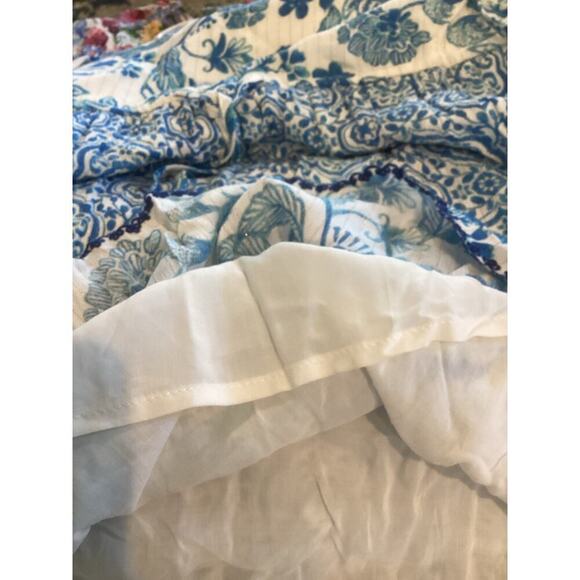 REVOLVE X HOUSE OF HARLOW Boho Mini Shirt Dress Size S Tiered Blue Beachy Tassel - Picture 13 of 15